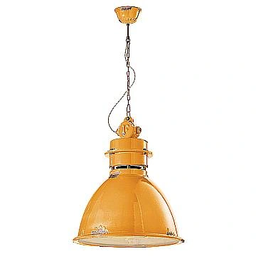 Lampadario Industrial Ferro E Ceramica Vintage Giallo 1 Luce E27 50Cm