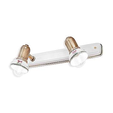 Applique Classica Savona Metallo E Ceramica Ottone Brunito 2 Luci E14