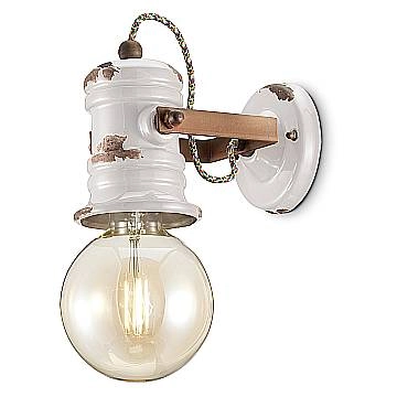 Applique Industrial Minimal Urban Ferro E Ceramica Vintage Bianco 1 Luce E27