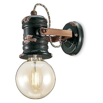Applique Industrial Minimal Urban Ferro E Ceramica Vintage Nero 1 Luce E27