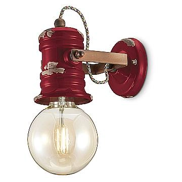 Applique Industrial Minimal Urban Ferro E Ceramica Vintage Bordeaux 1 Luce E27