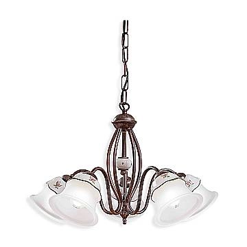 Lampadario Classico Ferrara Metallo E Ceramica Nero Sfumato Rame 5 Luci E14
