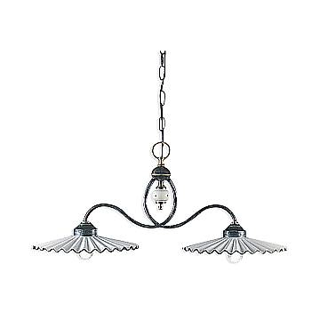 Lampadario Classico L'Aquila Metallo Ceramica Nero Sfumato Rame 31Cm 2 Luci E27