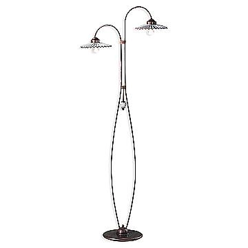 Piantana Classica L'Aquila Metallo E Ceramica Nero Sfumato Rame 2 Luci E27