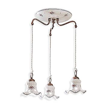 Lampadario Tondo Classico Chieti Metallo E Ceramica Nero Sfumato Rame 3 Luci E14
