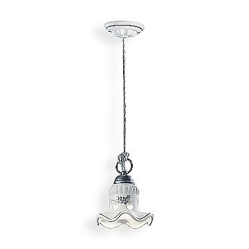 Lampadario Classico Chieti Metallo E Ceramica Nero Sfumato Argento 1 Luce E14