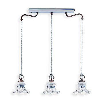 Lampadario Classico Chieti Metallo E Ceramica Nero Sfumato Argento 3 Luci E14