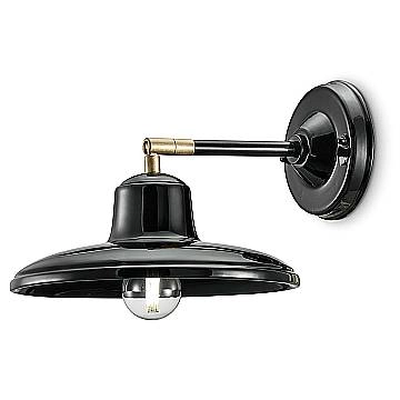 Applique Industrial Minimal Nordico B&W Metallo Smaltato Nero 1 Luce E14