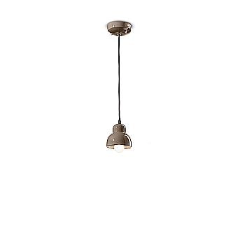 Lampadario Vintage Decò Berimbau Ceramica Marrone Moka 1 Luce E14