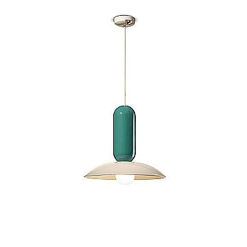 Lampadario Vintage Decò Pau Ceramica Crema E Turchese 1 Luce E27 Lampadario Vintage Decò Pau Ceramica Crema E Turchese 1 Luce E27
