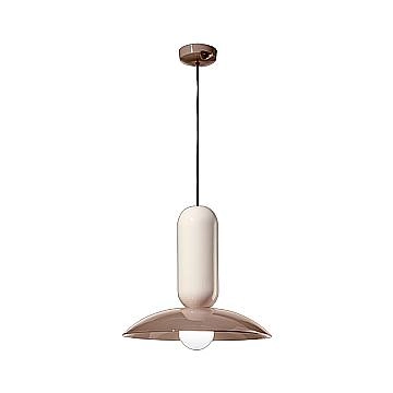 Lampadario Vintage Decò Pau Ceramica Crena E Moka 1 Luce E27 Lampadario Vintage Decò Pau Ceramica Crena E Moka 1 Luce E27