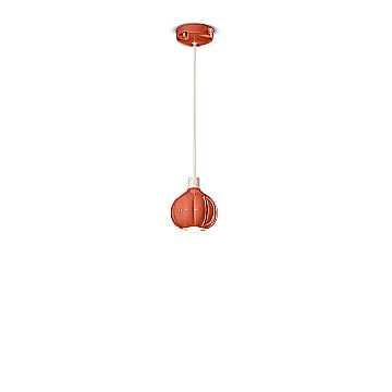 Lampadario Vintage Decò Afoxe' Alluminio Ceramica Arancio Pokè 1 Luce E14