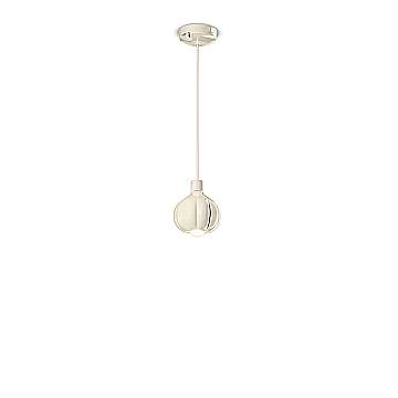 Lampadario Vintage Decò Afoxe' Alluminio Ceramica Crema 1 Luce E14