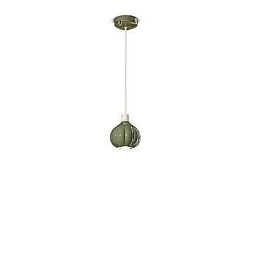Lampadario Vintage Decò Afoxe' Alluminio Ceramica Verde Salvia 1 Luce E14