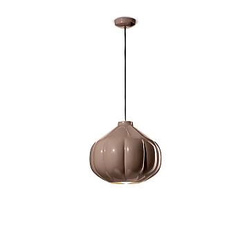 Lampadario Vintage Decò Afoxe' Ceramica Marrone Moka 1 Luce E27