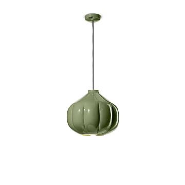 Lampadario Vintage Decò Afoxe' Ceramica Verde Salvia 1 Luce E27