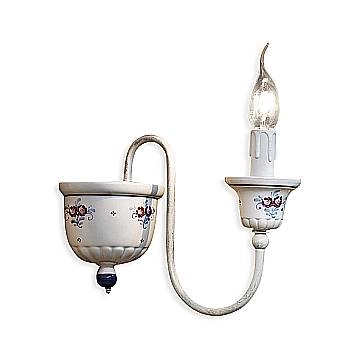 Applique Classica Sanremo Metallo E Ceramica Bianco Sfumato Argento 1 Luce E14