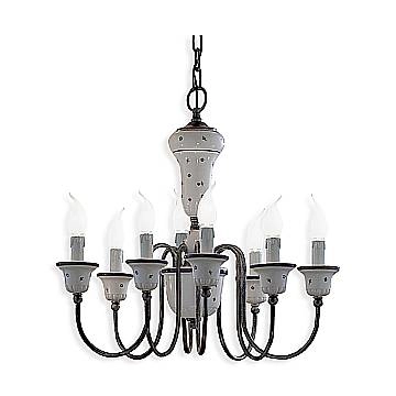 Lampadario Classico Sanremo Metallo E Ceramica Bianco Filo Blu 8 Luce E14