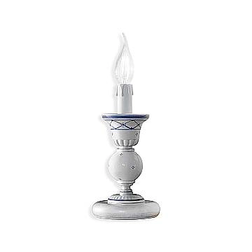 Lumetto Classico Sanremo Metallo E Ceramica Bianco Sfumato Argento 1 Luce E14