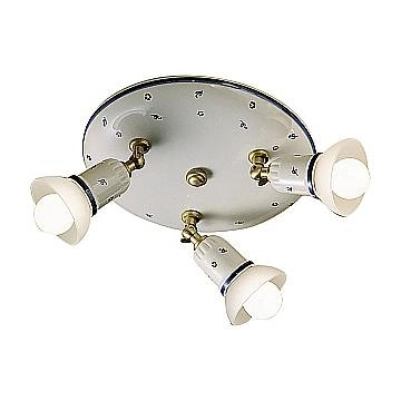 Plafoniera Classica Savona Ceramica E Ottone Satinato Decorato 3 Luci E14