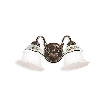 Applique Classica Ferrara Metallo E Ceramica Nero Sfumato Rame 2 Luci E14