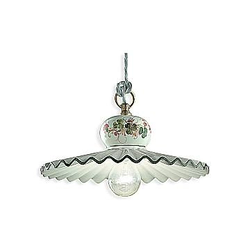 Lampadario Classico Roma Ceramica E Ottone Satinato Decorato 31Cm 1 Luce E27