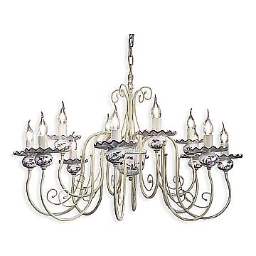 Lampadario Classico Sanremo Metallo E Ceramica Bianco Sfumato Oro 12 Luci E14