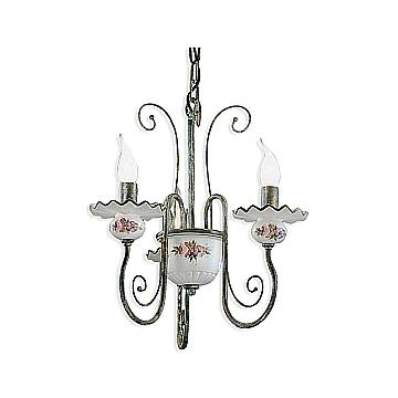 Lampadario Classico Sanremo Metallo E Ceramica Verde Sfumato Oro 3 Luci E14