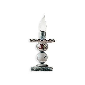 Lumetto Classico Sanremo Metallo Ceramica Verde Sfumato Oro Decorato 1 Luce E14