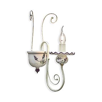 Applique Classica Sanremo Metallo E Ceramica Bianco Sfumato Oro 1 Luce E14