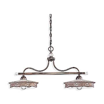 Lampadario Classico Alessandria Ferro E Ceramica Nero Sfumato Rame 2 Luci E27