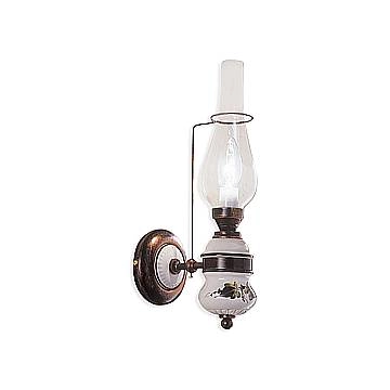 Applique Classica Pompei Ottone E Ceramica Nero Sfumato Rame 1 Luce E14