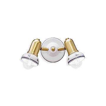Applique Classica Savona Ceramica E Ottone Satinato Decorato Filo Blu 2 Luci E14