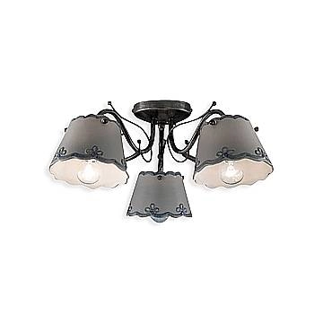 Plafoniera Classica Ravenna Metallo E Ceramica Nero Sfumato Argento 3 Luci E14