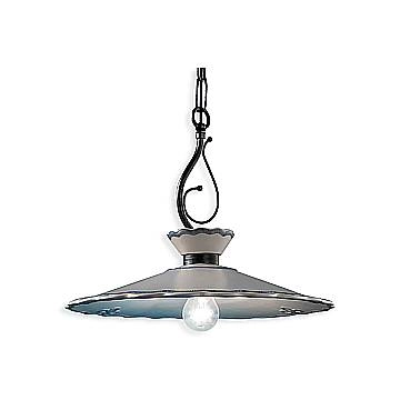Lampadario Classico Ravenna Metallo Ceramica Nero Sfumato Arg. 44 Cm 1 Luce E27