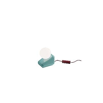Lampada Da Tavolo Vintage Flip Ceramica Azzurra Vetro Opalino 1 Luce G9