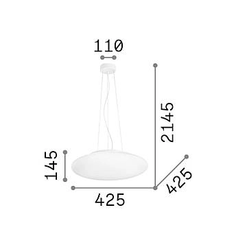 Sospensione Moderna Smarties Vetro Bianco 3 Luci E27 D42Cm