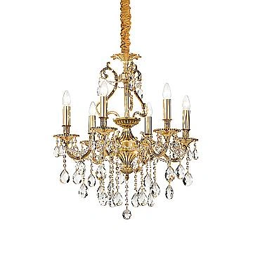 Lampadario Classico Gioconda Metallo-Cristallo Oro 6 Luci E14