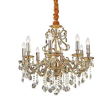 Lampadario Classico Gioconda Metallo-Cristallo Oro 8 Luci E14