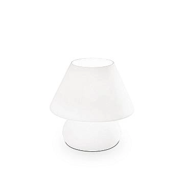Lampada Da Scrivania-Ufficio Moderna Prato Vetro Bianco 1 Luce E27 Small