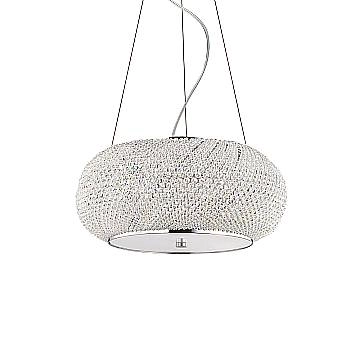 Sospensione Contemporanea Pasha' Metallo-Cristallo Cromo 6 Luci E14