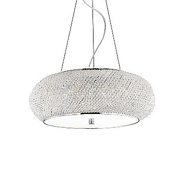 Sospensione Contemporanea Pasha' Metallo-Cristallo Cromo 10 Luci E14