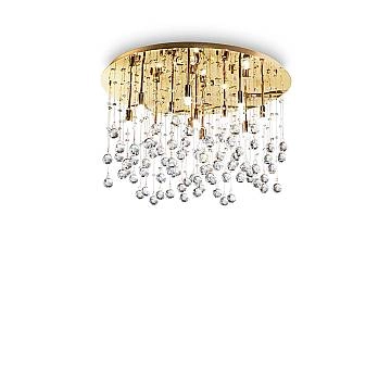Plafoniera Contemporanea Moonlight Metallo-Cristallo Oro 12 Luci G9 3W 3000K