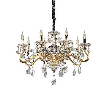 Lampadario Classico Negresco Metallo-Cristallo Oro 8 Luci E14