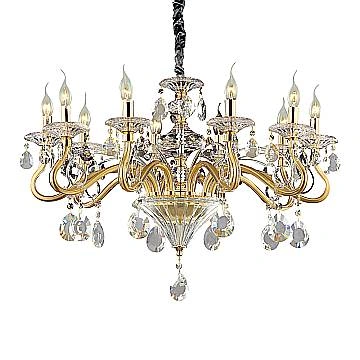 Lampadario Classico Negresco Metallo-Cristallo Oro 10 Luci E14