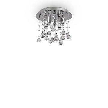 Plafoniera Contemporanea Moonlight Metallo-Cristallo Cromo 5 Luci G9 3W 3000K