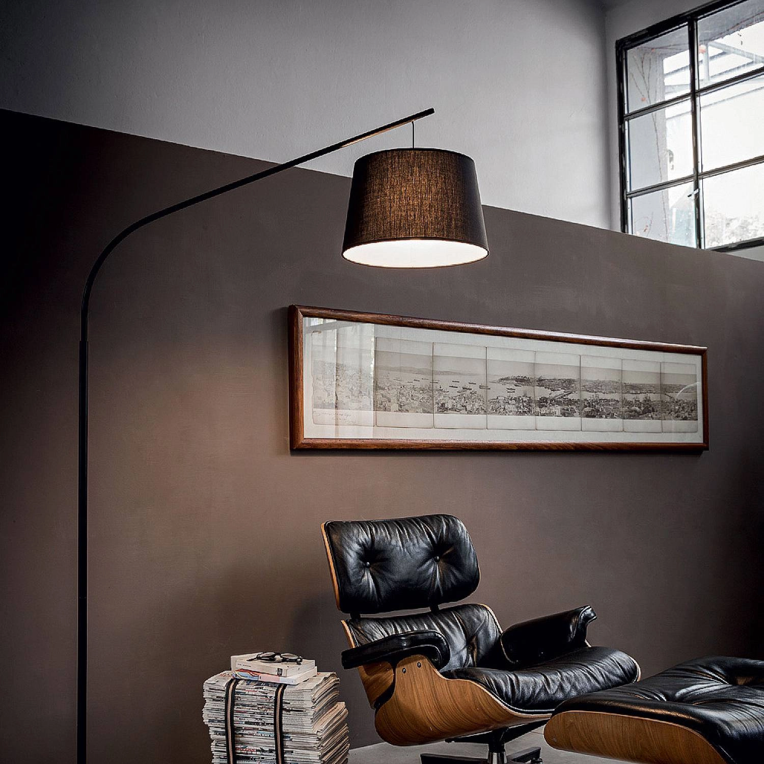 Piantana Industrial-Minimal Daddy Metallo Nero 1 Luce E27 110363
