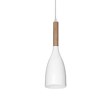Sospensione Industrial-Minimal Manhattan Legno Bianco 1 Luce E14 Sospensione Industrial-Minimal Manhattan Legno Bianco 1 Luce E14
