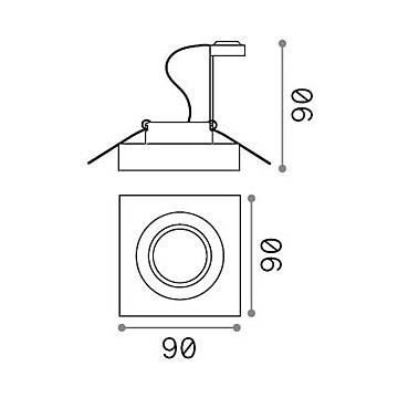 3 Faretti Incasso Quadrato Moderno Blues Alluminio Trasp. 1 Luce Gu10 5W 3000K