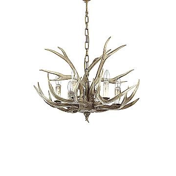 Sospensione Rustica-Country Chalet Metallo Beige 6 Luci E14